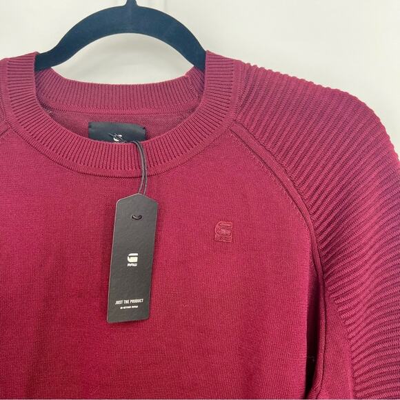 NWT G-STAR Suzaki Knit Crew Neck Pullover Sweater Chunky Red Top Sweatshirt M - Picture 10 of 14